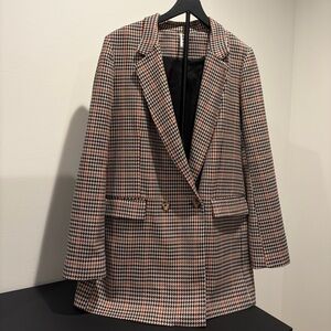 Free People Black and Brown Houndstooth Blazer